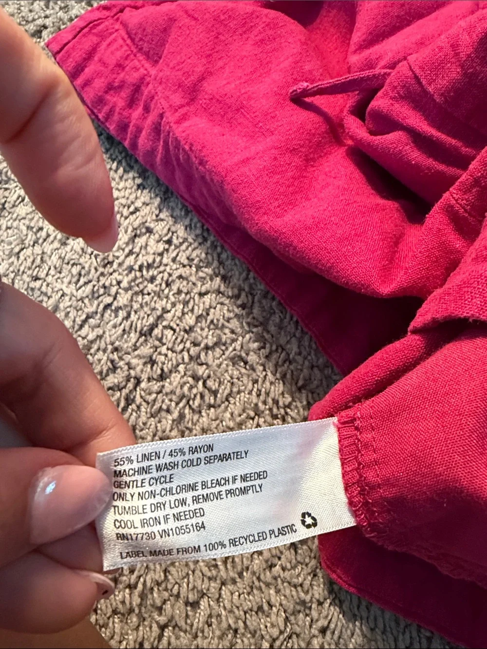 a new day Hot Pink High-Rise Drawstring Linen-Blend Shorts